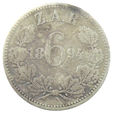 Монета 6 пенсов 1894 года ЮАР (Трансвааль) (аверс)