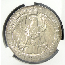 Монета 3 марки 1910 года Германия (Пруссия)  — Берлинский университет (в слабе CPRC MS 65) (реверс)