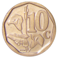 Монета 10 центов 2017 года ЮАР (аверс)