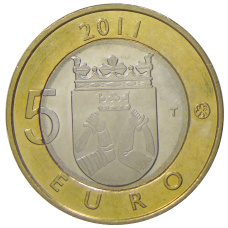 Монета 5 евро 2011 года Финляндия Исторические регионы Финляндии — Карелия (реверс)