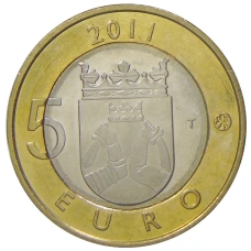 Монета 5 евро 2011 года Финляндия Исторические регионы Финляндии — Карелия (реверс)