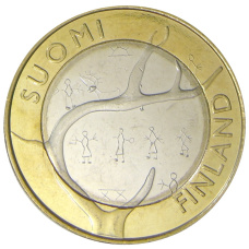 Монета 5 евро 2011 года Финляндия Исторические регионы Финляндии — Лапландия (аверс)
