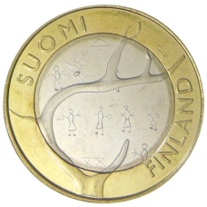 Монета 5 евро 2011 года Финляндия Исторические регионы Финляндии — Лапландия (аверс)