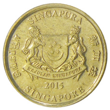 Монета 5 центов 2015 года Сингапур (аверс)