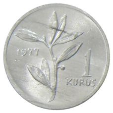 Монета 1 куруш 1977 года Турция (аверс)