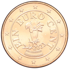 Монета 1 евроцент 2023 года Австрия (аверс)