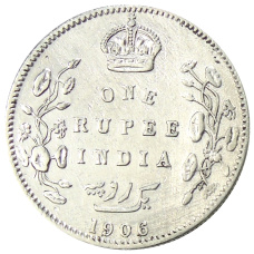 Монета 1 рупия 1906 года Британская Индия (аверс)