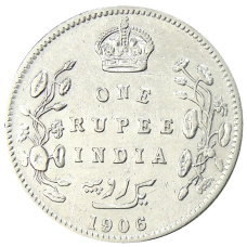 Монета 1 рупия 1906 года Британская Индия (аверс)