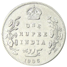 Монета 1 рупия 1906 года Британская Индия (аверс)