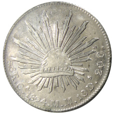 Монета 8 реалов 1894 года Мексика (аверс)