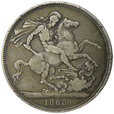 Монета 1 крона 1888 года Великобритания (аверс)