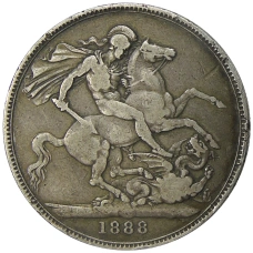 Монета 1 крона 1888 года Великобритания (аверс)