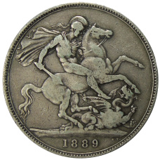 Монета 1 крона 1889 года Великобритания (аверс)