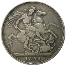 Монета 1 крона 1889 года Великобритания (аверс)