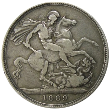 Монета 1 крона 1889 года Великобритания (аверс)