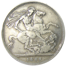 Монета 1 крона 1889 года Великобритания (аверс)