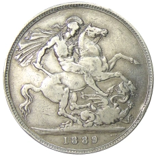 Монета 1 крона 1889 года Великобритания (аверс)