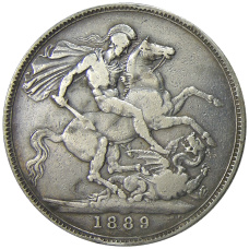 Монета 1 крона 1889 года Великобритания (аверс)