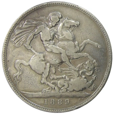 Монета 1 крона 1889 года Великобритания (аверс)