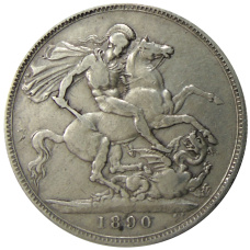 Монета 1 крона 1890 года Великобритания (аверс)