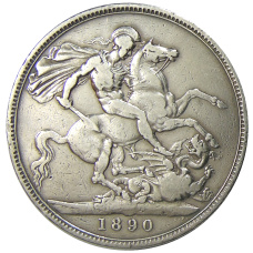Монета 1 крона 1890 года Великобритания (аверс)