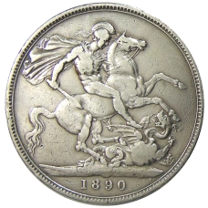 Монета 1 крона 1890 года Великобритания (аверс)
