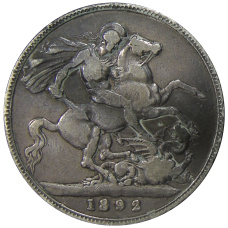 Монета 1 крона 1892 года Великобритания (аверс)