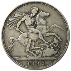 Монета 1 крона 1893 года Великобритания (аверс)