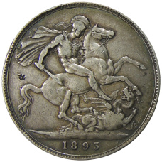 Монета 1 крона 1893 года Великобритания (аверс)