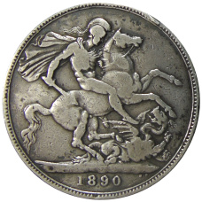 Монета 1 крона 1890 года Великобритания (аверс)