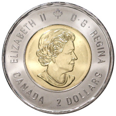Монета 2 доллара 2020 года Канада «75 лет победе во Второй Мировой войне» (реверс)