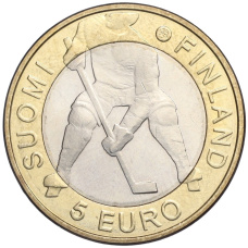 Монета 5 евро 2012 года Финляндия «Чемпионат мира по хоккею с шайбой 2012» (аверс)