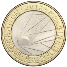 Монета 5 евро 2012 года Финляндия «Чемпионат мира по хоккею с шайбой 2012» (реверс)