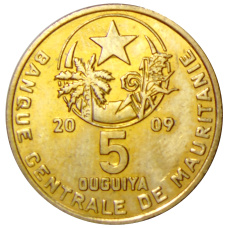Монета 5 угий 2009 года Мавритания (аверс)