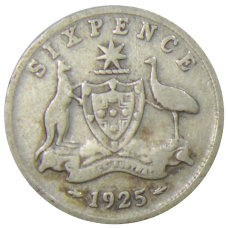 Монета 6 пенсов 1925 года Австралия (аверс)