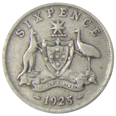 Монета 6 пенсов 1925 года Австралия (аверс)