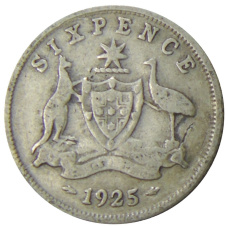 Монета 6 пенсов 1925 года Австралия (аверс)