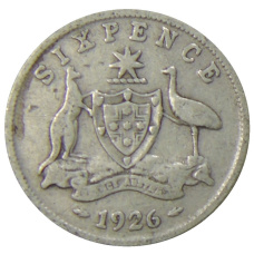 Монета 6 пенсов 1926 года Австралия (аверс)