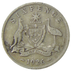 Монета 6 пенсов 1926 года Австралия (аверс)
