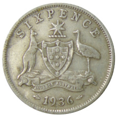 Монета 6 пенсов 1936 года Австралия (аверс)