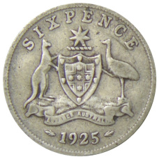 Монета 6 пенсов 1925 года Австралия (аверс)