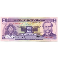 Банкнота 2 лемпиры 1976 года Гондурас