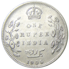 Монета 1 рупия 1905 года Британская Индия (аверс)