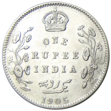 Монета 1 рупия 1905 года Британская Индия (аверс)