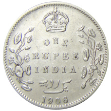 Монета 1 рупия 1906 года Британская Индия (аверс)