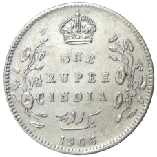 Монета 1 рупия 1906 года Британская Индия (аверс)