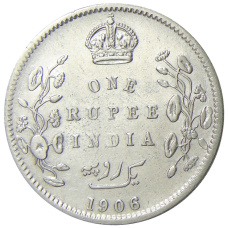 Монета 1 рупия 1906 года Британская Индия (аверс)