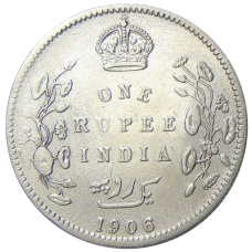 Монета 1 рупия 1906 года Британская Индия (аверс)