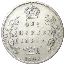 Монета 1 рупия 1906 года Британская Индия (аверс)