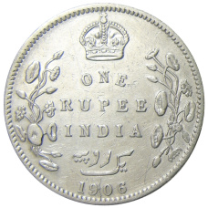 Монета 1 рупия 1906 года Британская Индия (аверс)